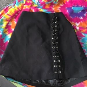 Black lace up skirt